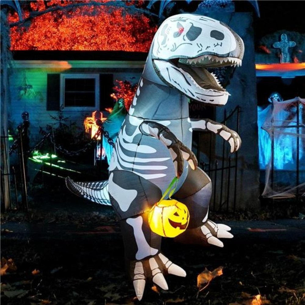 Skeleton Dinosaur Inflatable 7.2FT Halloween Yard Decor LED